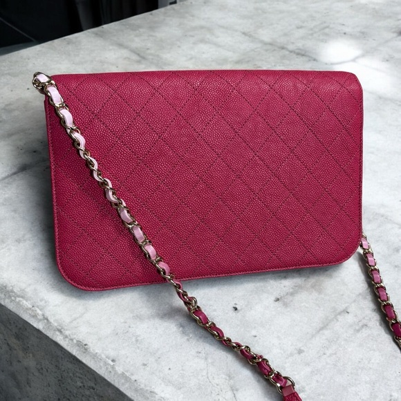 CHANEL Hot Pink/Gradient Straps Caviar Thread Around Flap Bag - Picture 5 of 14